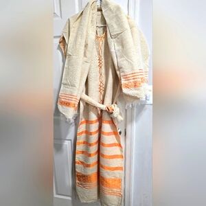 Cream and Orange Striped Kurta